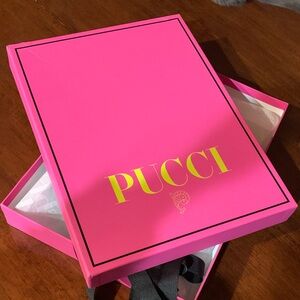 Authentic brand new Large Pucci pink rare box with black ribbon/ Pucci tissue in